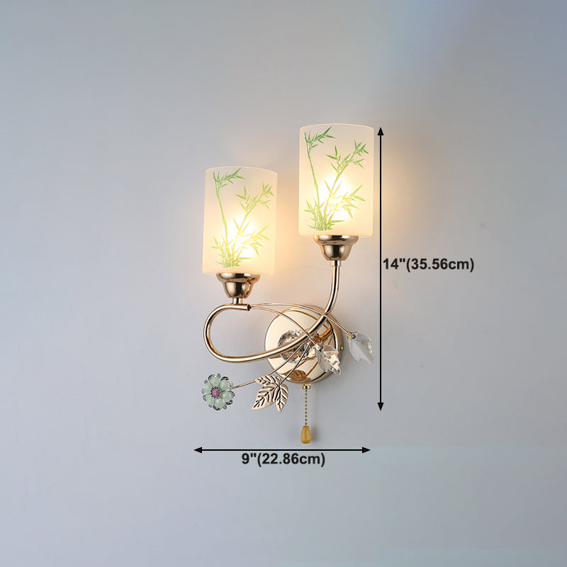 Handpachtglaszylindrische Wandlampe moderne 2 Lichter Gold Leuchtenlicht