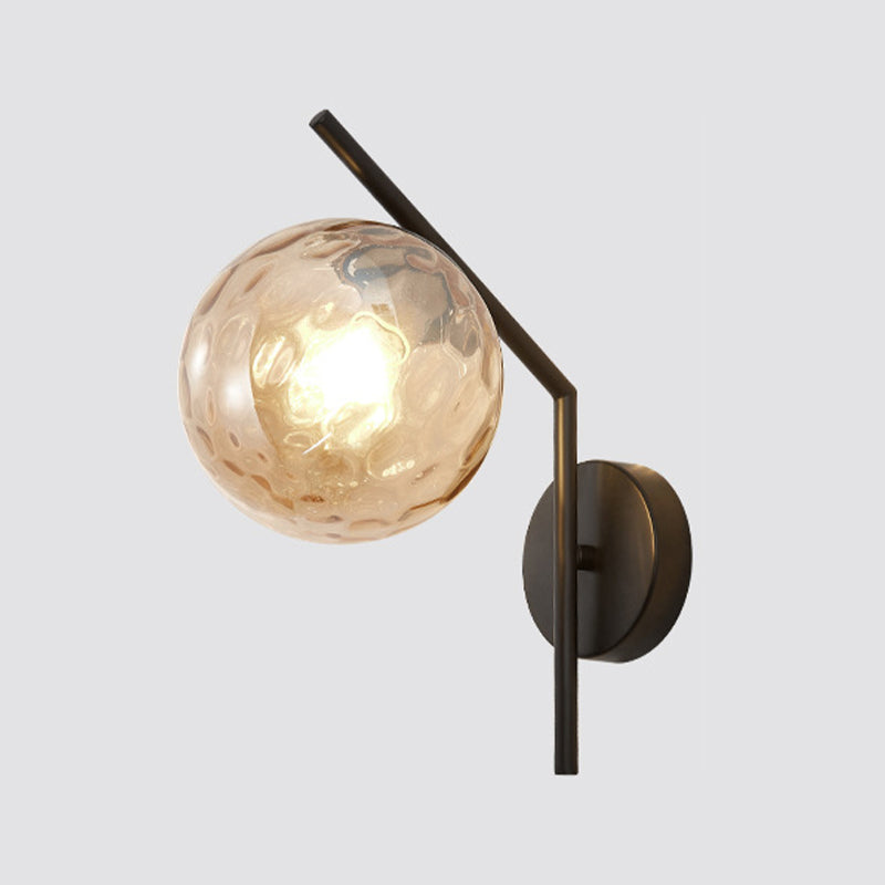 Simplicity 1-Bulb Sconce Light Living Room Glass Ball Wall Light Fixture