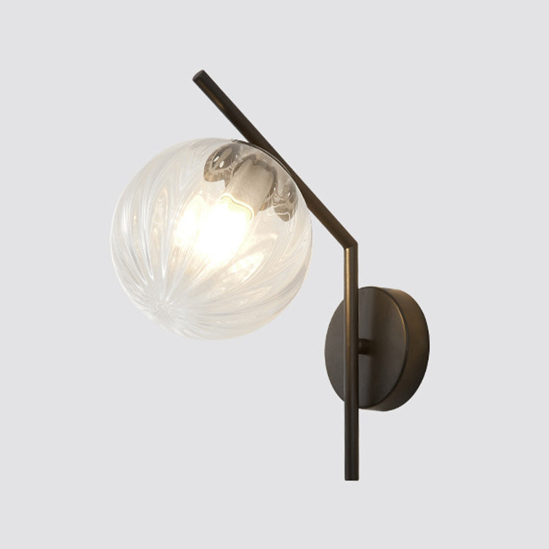 Simplicity 1-Bulb Sconce Light Living Room Glass Ball Wall Light Fixture