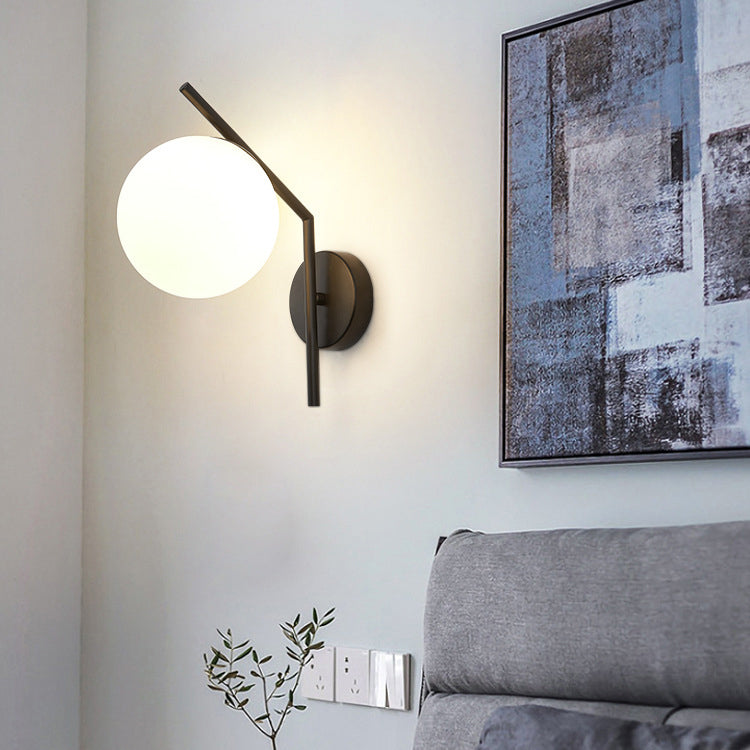 Simplicity 1-Bulb Sconce Light Living Room Glass Ball Wall Light Fixture