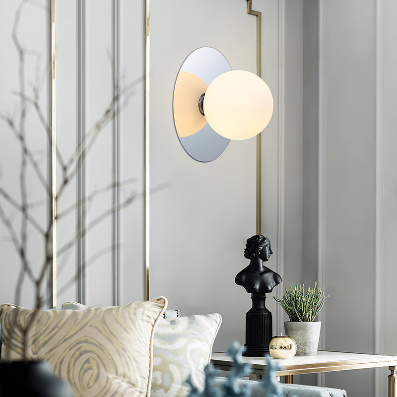 Nordic Style Wall Sconce White Glass Globe Wall Mounted Light for Living Room