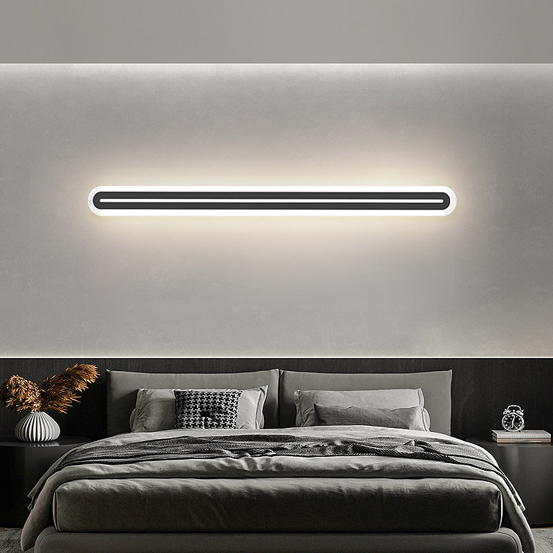 Metall lineare Form Wandlicht moderner Stil 1-Licht-Wandmontageleuchte in Schwarz