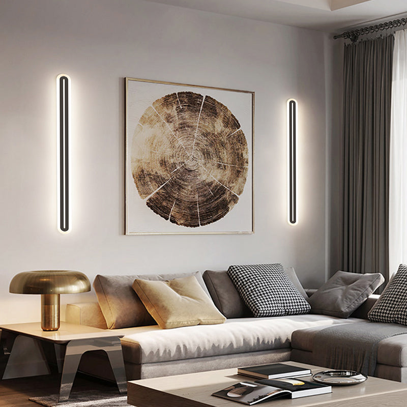 Metall lineare Form Wandlicht moderner Stil 1-Licht-Wandmontageleuchte in Schwarz
