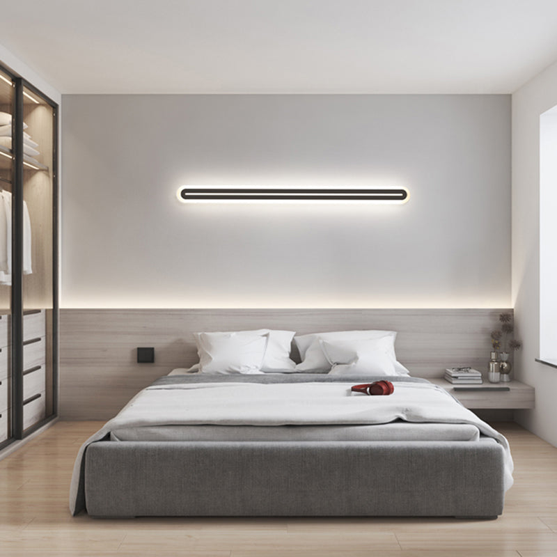 Metall lineare Form Wandlicht moderner Stil 1-Licht-Wandmontageleuchte in Schwarz