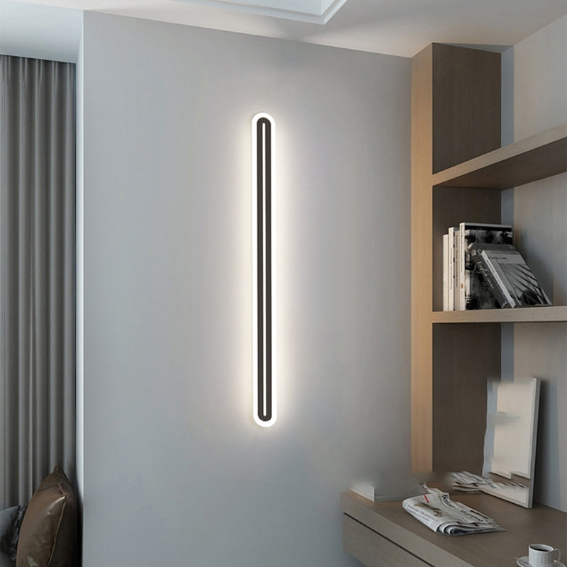 Metall lineare Form Wandlicht moderner Stil 1-Licht-Wandmontageleuchte in Schwarz