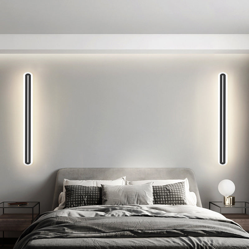 Metall lineare Form Wandlicht moderner Stil 1-Licht-Wandmontageleuchte in Schwarz