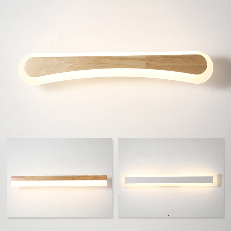 1 Light Linear Vanity Wall Lights Modern Style Wood Vanity Wall Sconce
