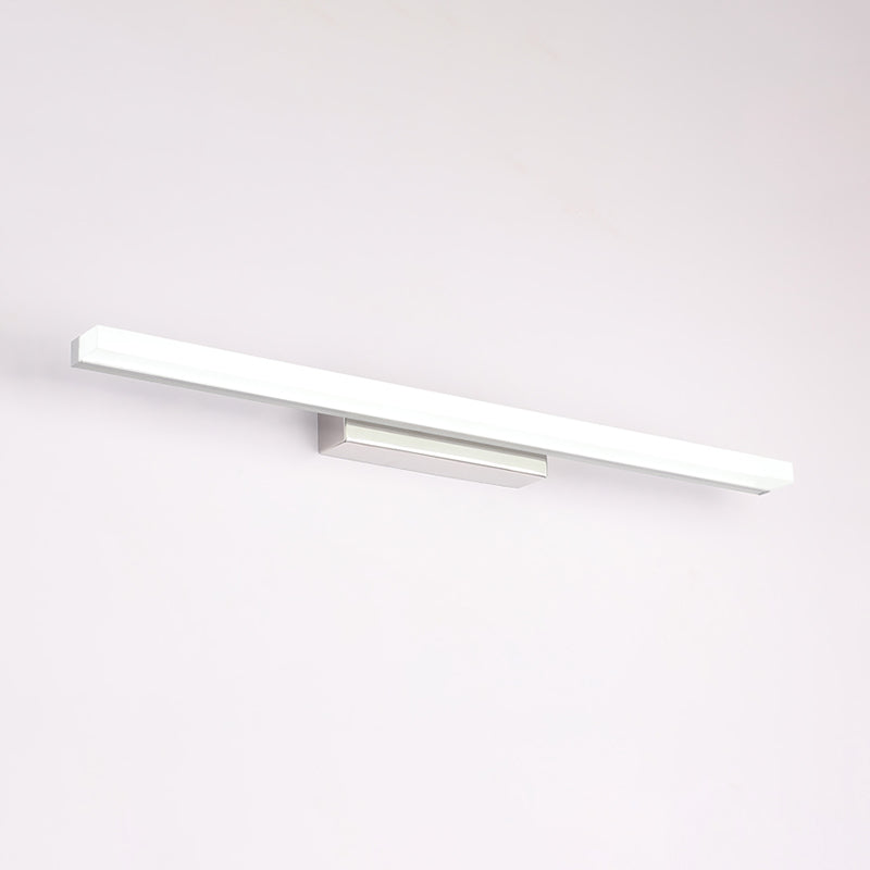 Linear Shape Vanity Light Modern Metal 1 Light LED Mirror Light for Bathroom in Silver