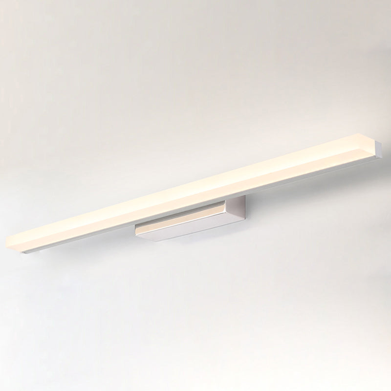 Linear Shape Vanity Light Modern Metal 1 Light LED Mirror Light for Bathroom in Silver