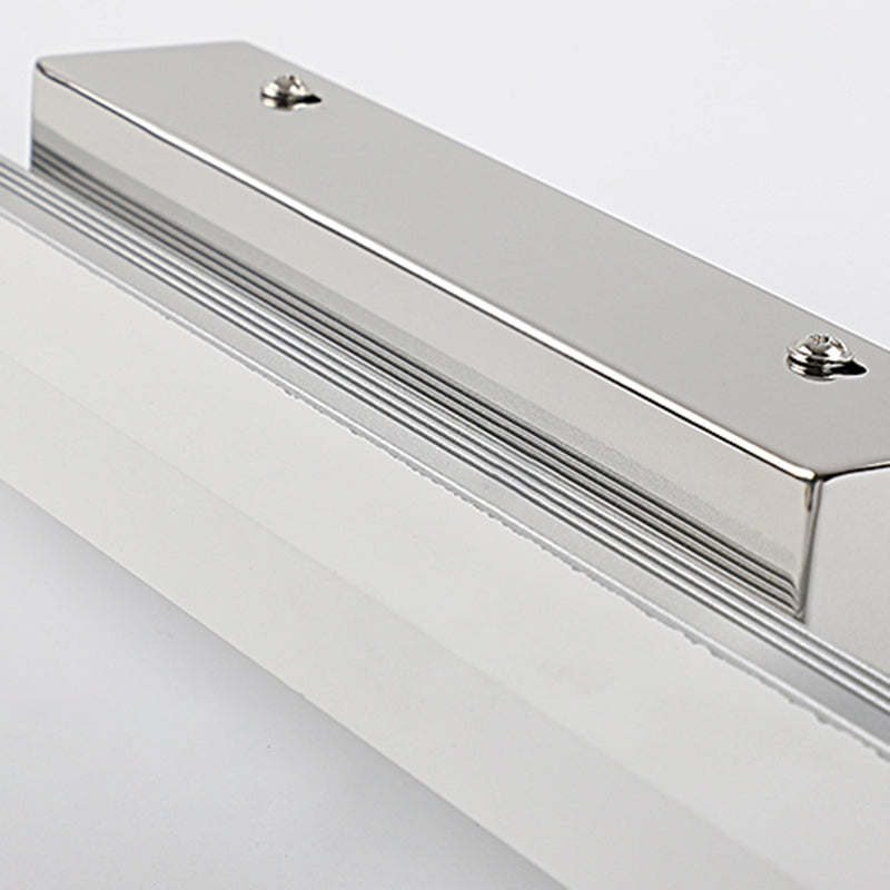 Linear Shape Vanity Light Modern Metal 1 Light LED Mirror Light for Bathroom in Silver