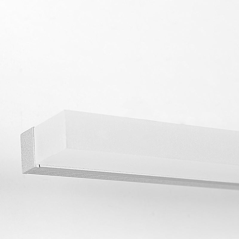 Linear Shape Vanity Light Modern Metal 1 Light LED Mirror Light for Bathroom in Silver