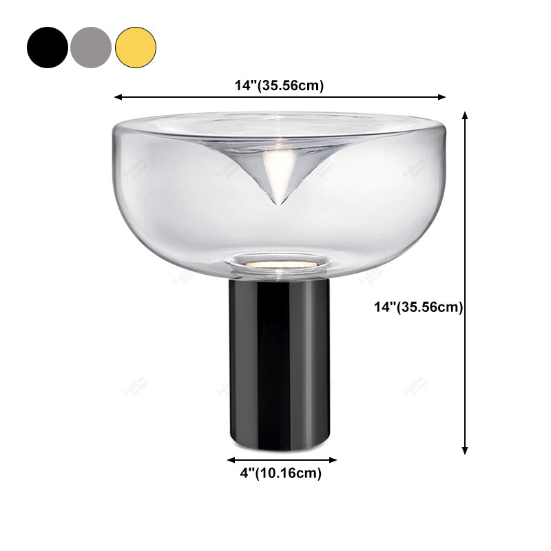 Bowl Night Table Lamps Modern Style Glass 1 Light Table Lamp for Living Room