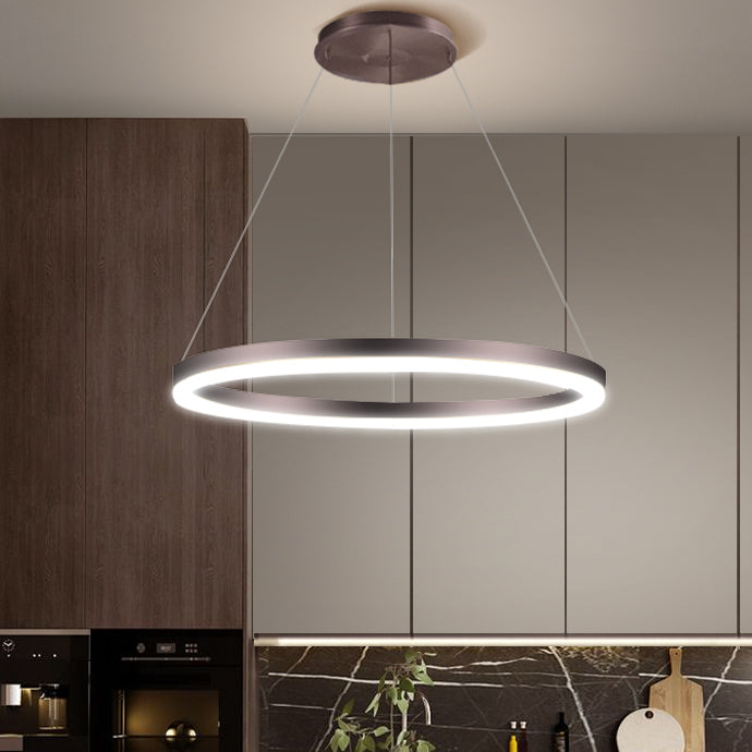 Moderne orbikuläre Form Kronleuchter Licht Metall 1 helle Kronleuchter -Beleuchtungsstoffe in Braun