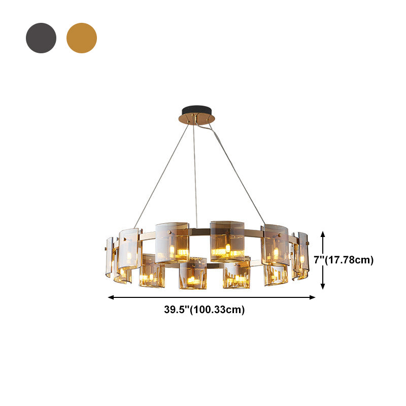 Moderner Kronleuchter helles Glas Metall Anhänger Licht für Wohnzimmer