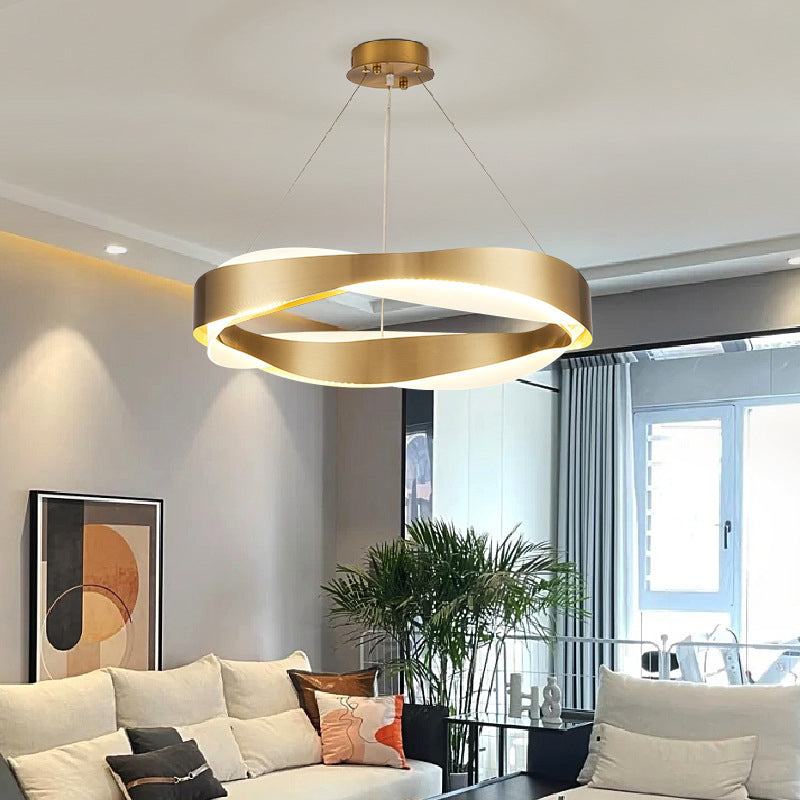 1-Licht-Suspension Licht postmoderner Ringform Metall Kronleuchterleuchter in Gold