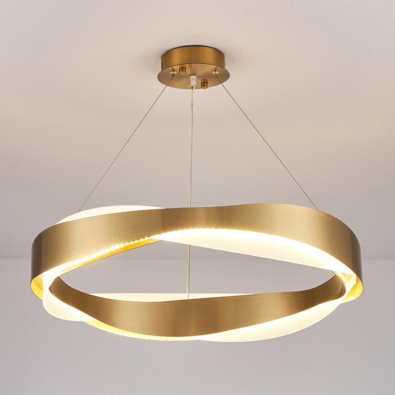 1-Licht-Suspension Licht postmoderner Ringform Metall Kronleuchterleuchter in Gold