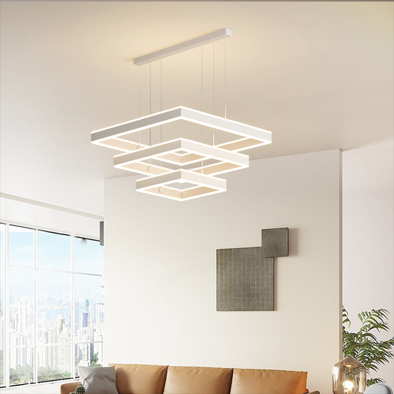 Quadratischer Schatten Kronleuchter Lichter moderne Metall 6-Licht Kronleuchter Beleuchtung in Weiß