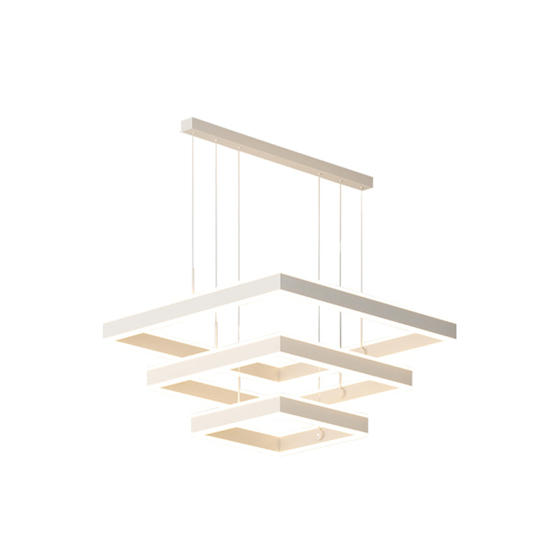 Quadratischer Schatten Kronleuchter Lichter moderne Metall 6-Licht Kronleuchter Beleuchtung in Weiß