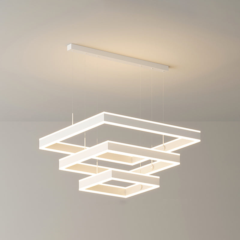 Quadratischer Schatten Kronleuchter Lichter moderne Metall 6-Licht Kronleuchter Beleuchtung in Weiß