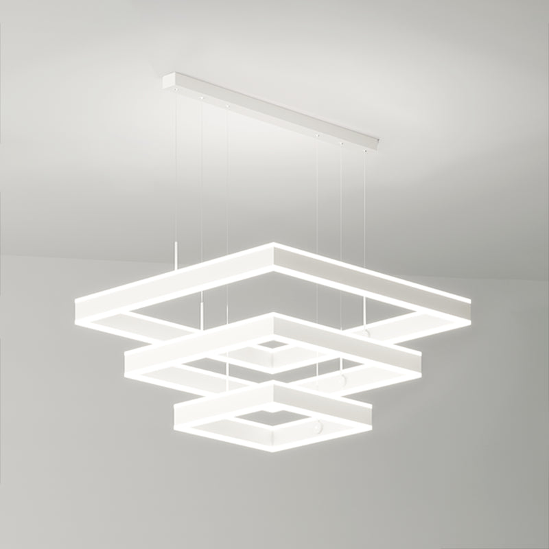 Quadratischer Schatten Kronleuchter Lichter moderne Metall 6-Licht Kronleuchter Beleuchtung in Weiß