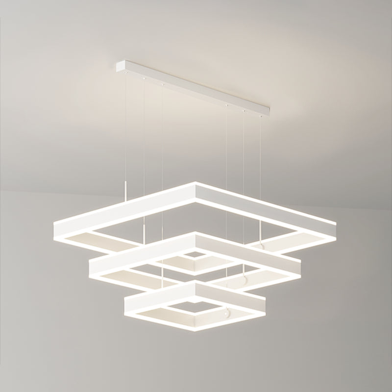 Quadratischer Schatten Kronleuchter Lichter moderne Metall 6-Licht Kronleuchter Beleuchtung in Weiß