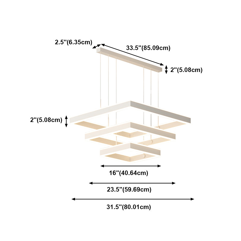 Quadratischer Schatten Kronleuchter Lichter moderne Metall 6-Licht Kronleuchter Beleuchtung in Weiß