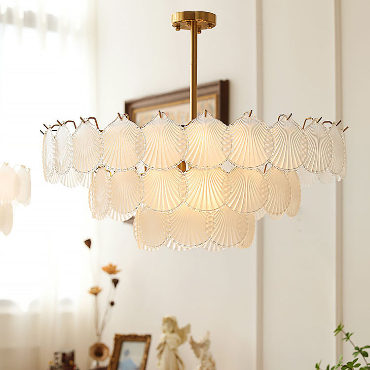 Contemporary Style Geometry Pendant Lighting Glass Hanging Chandeliers in Gold