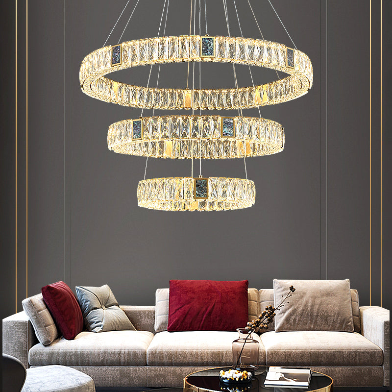 Round Shade Hanging Light Modern Style Crystal Pendant Light for Dining Room