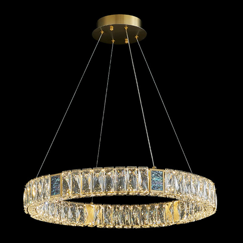 Round Shade Hanging Light Modern Style Crystal Pendant Light for Dining Room