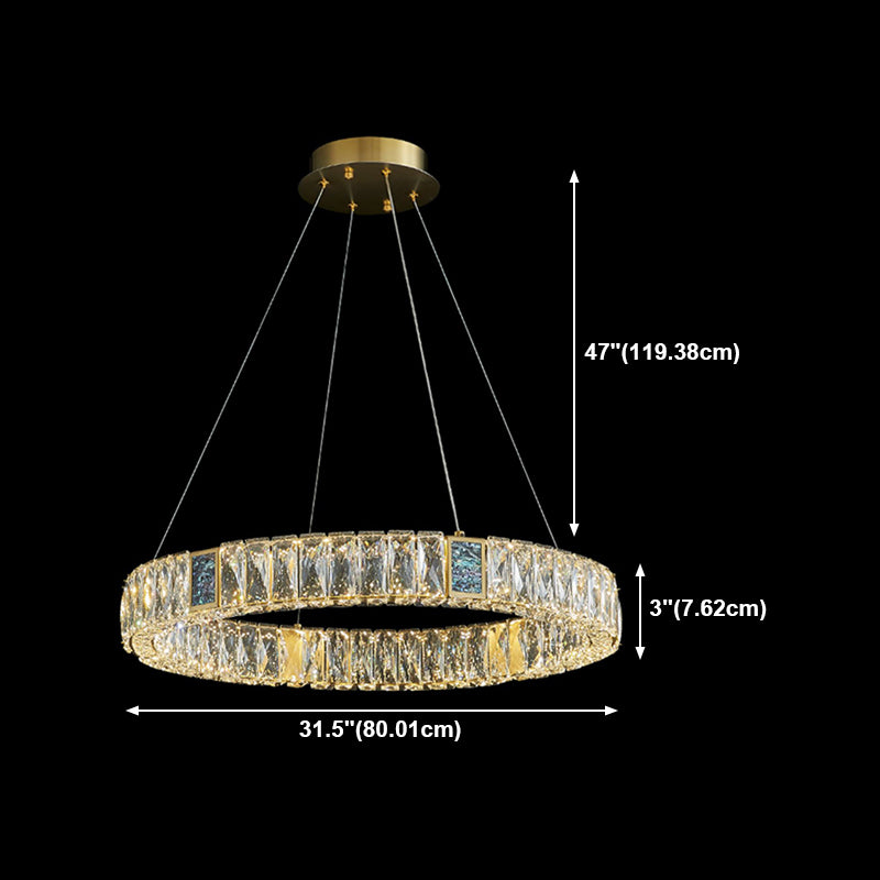 Round Shade Hanging Light Modern Style Crystal Pendant Light for Dining Room