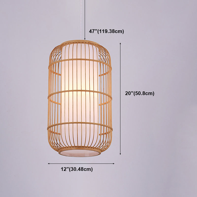 ASIA 1-Light Down Lighting Bamboo Cylinder colgante colgante de colgantes para salón de té