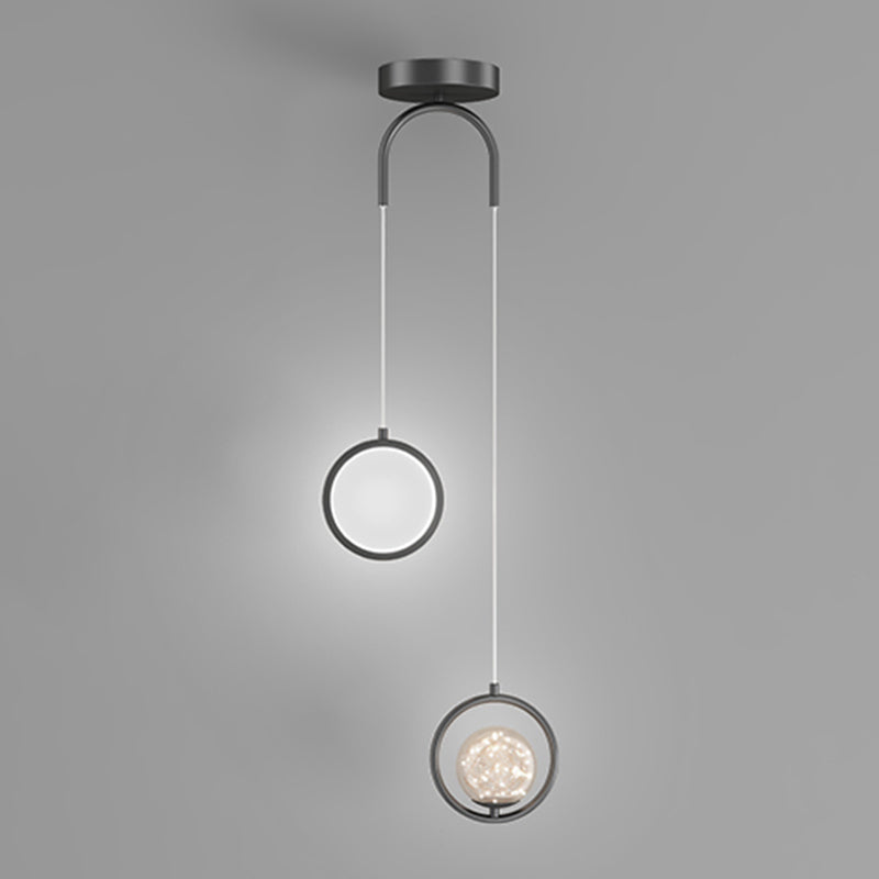 Kugelförmige Form des zeitgenössischen Stils Anhänger Lichter Metall 2 hängende Lampen