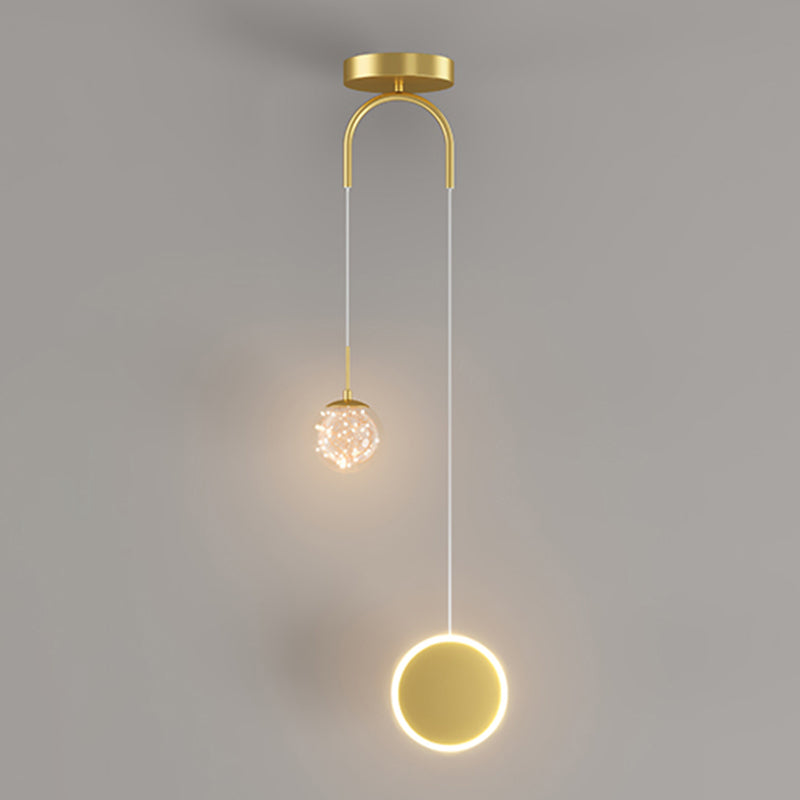 Kugelförmige Form des zeitgenössischen Stils Anhänger Lichter Metall 2 hängende Lampen