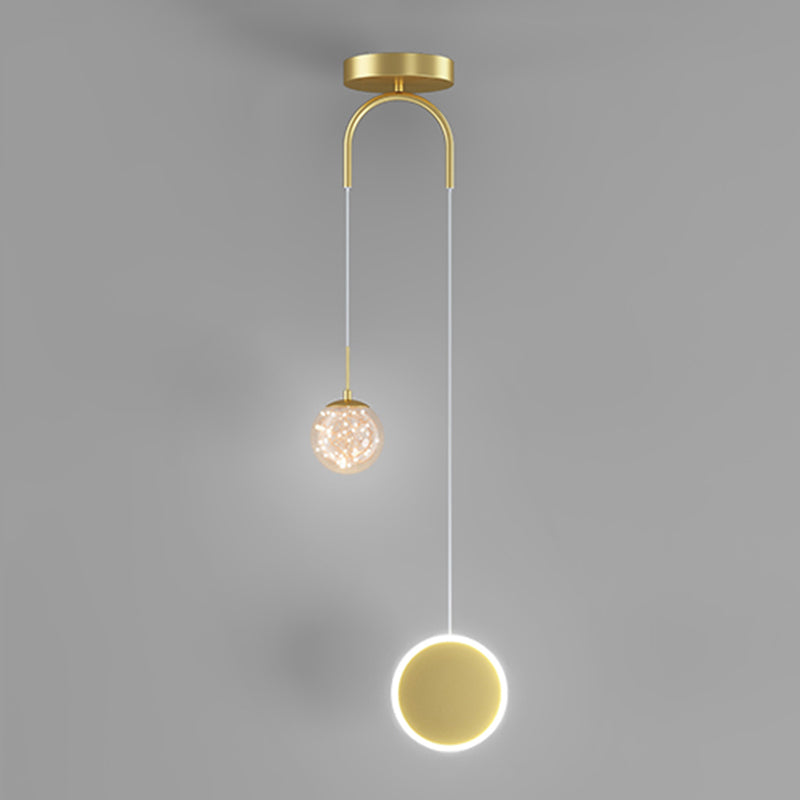 Kugelförmige Form des zeitgenössischen Stils Anhänger Lichter Metall 2 hängende Lampen