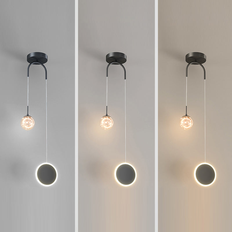 Kugelförmige Form des zeitgenössischen Stils Anhänger Lichter Metall 2 hängende Lampen