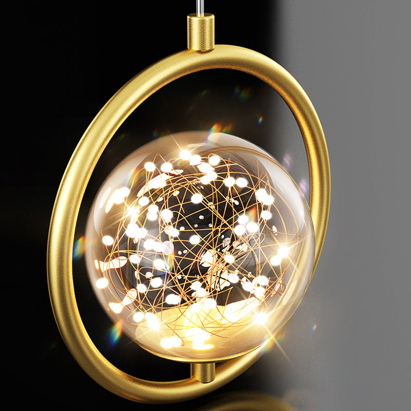 Kugelförmige Form des zeitgenössischen Stils Anhänger Lichter Metall 2 hängende Lampen