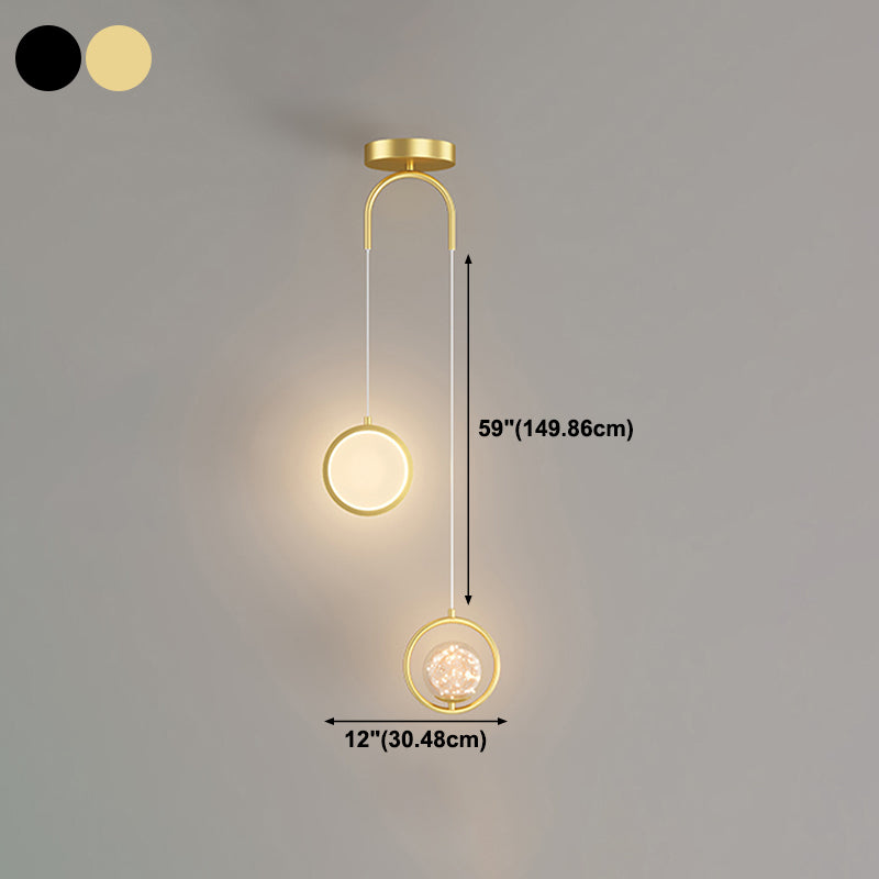Kugelförmige Form des zeitgenössischen Stils Anhänger Lichter Metall 2 hängende Lampen