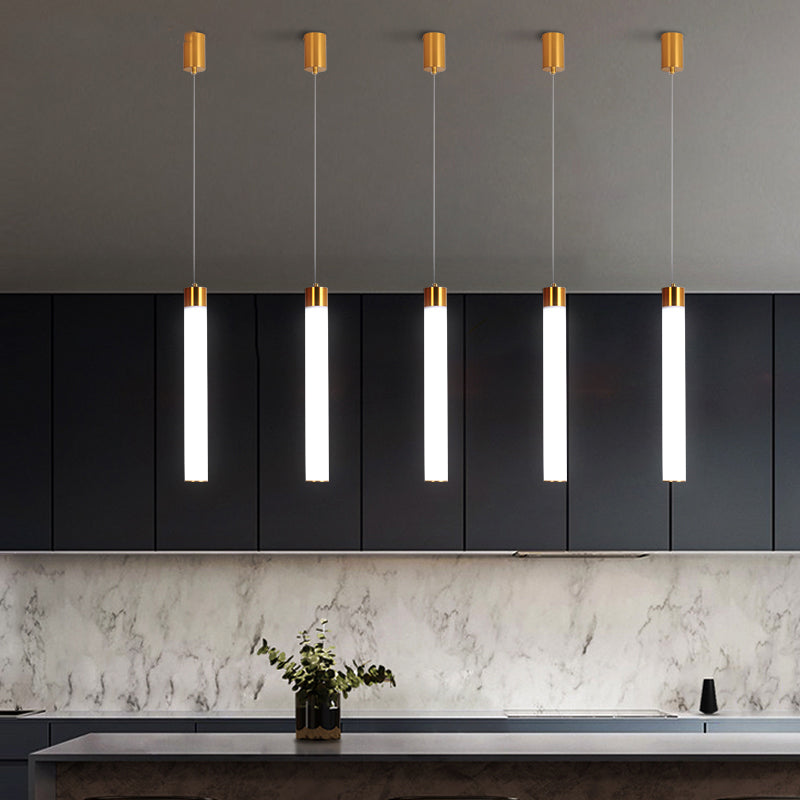 Zeitgenössischer Stil Zylinderform Pendelleuchte Leuchte Metall 1 Lichthängerlampe in Gold