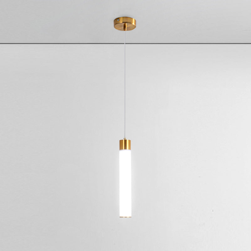 Zeitgenössischer Stil Zylinderform Pendelleuchte Leuchte Metall 1 Lichthängerlampe in Gold