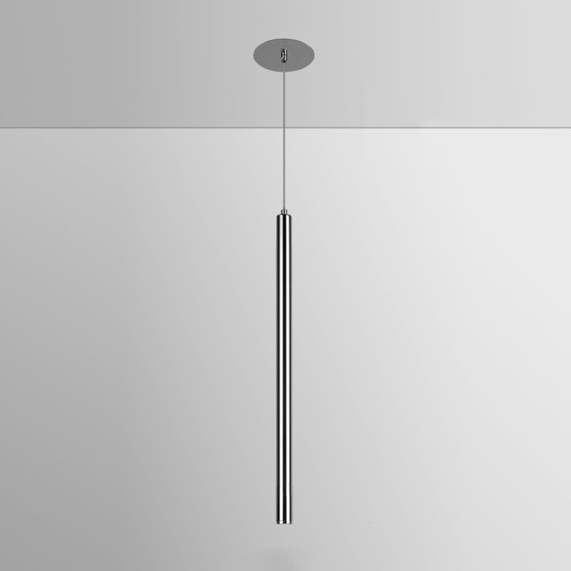 Zeitgenössischer Stil Zylinderform Pendelleuchte Leuchtmetall 1 Leichte Hanglampe in Silber