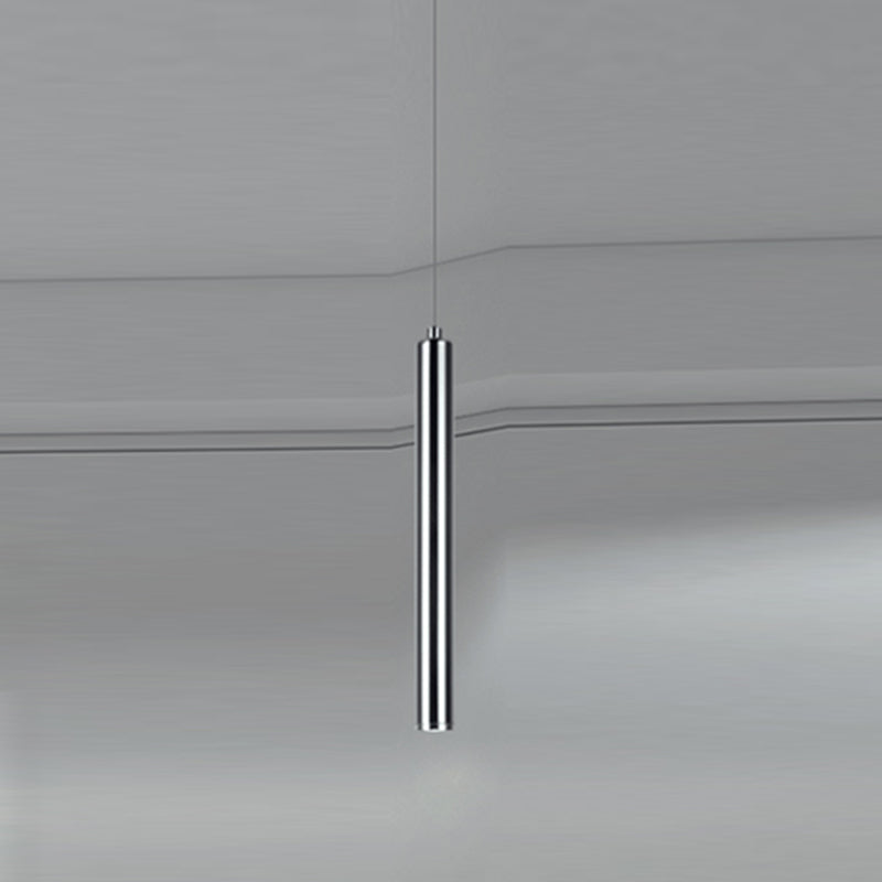 Zeitgenössischer Stil Zylinderform Pendelleuchte Leuchtmetall 1 Leichte Hanglampe in Silber