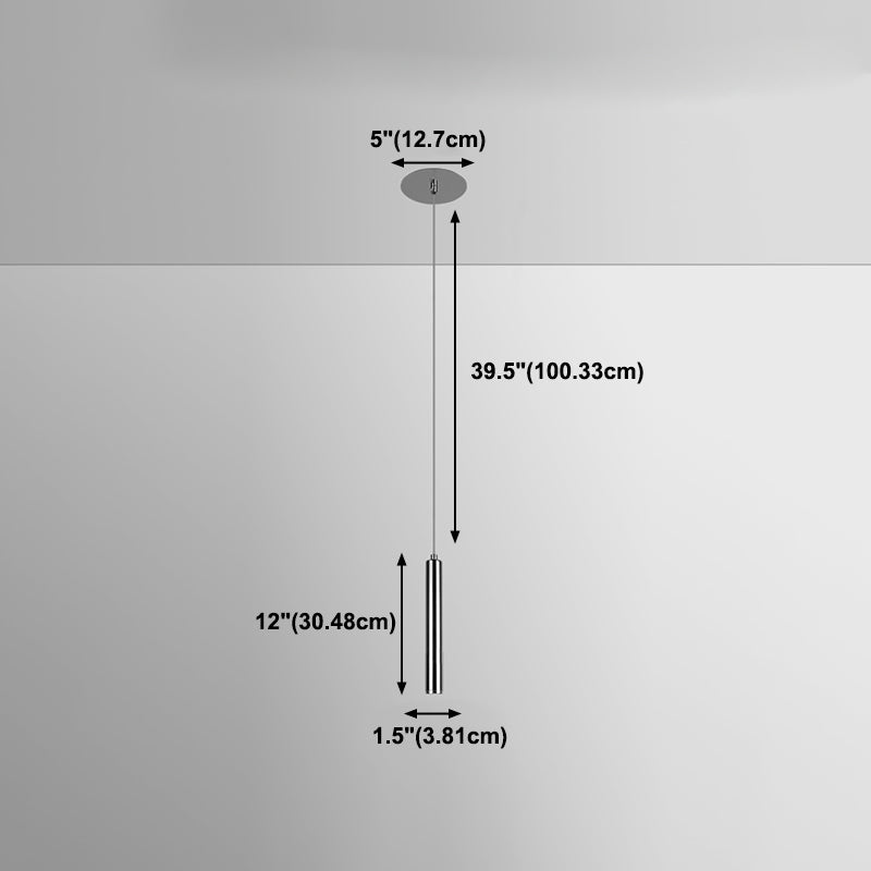 Zeitgenössischer Stil Zylinderform Pendelleuchte Leuchtmetall 1 Leichte Hanglampe in Silber