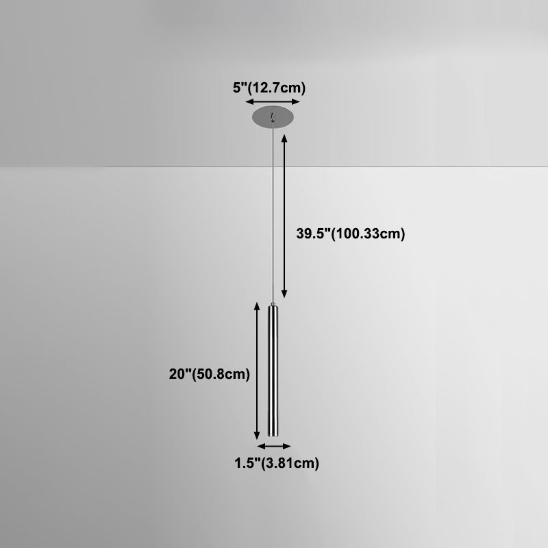 Zeitgenössischer Stil Zylinderform Pendelleuchte Leuchtmetall 1 Leichte Hanglampe in Silber