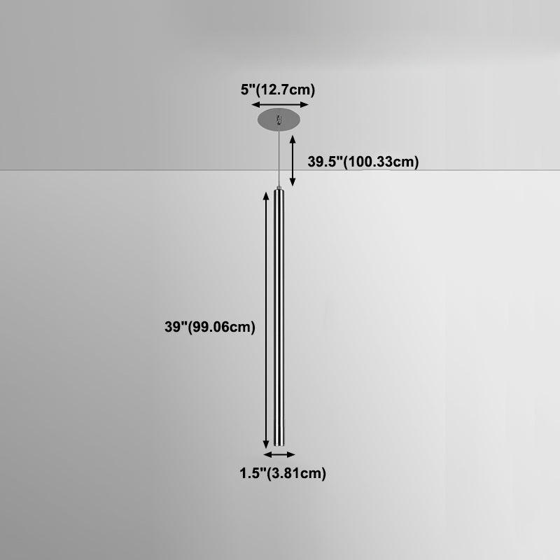 Zeitgenössischer Stil Zylinderform Pendelleuchte Leuchtmetall 1 Leichte Hanglampe in Silber