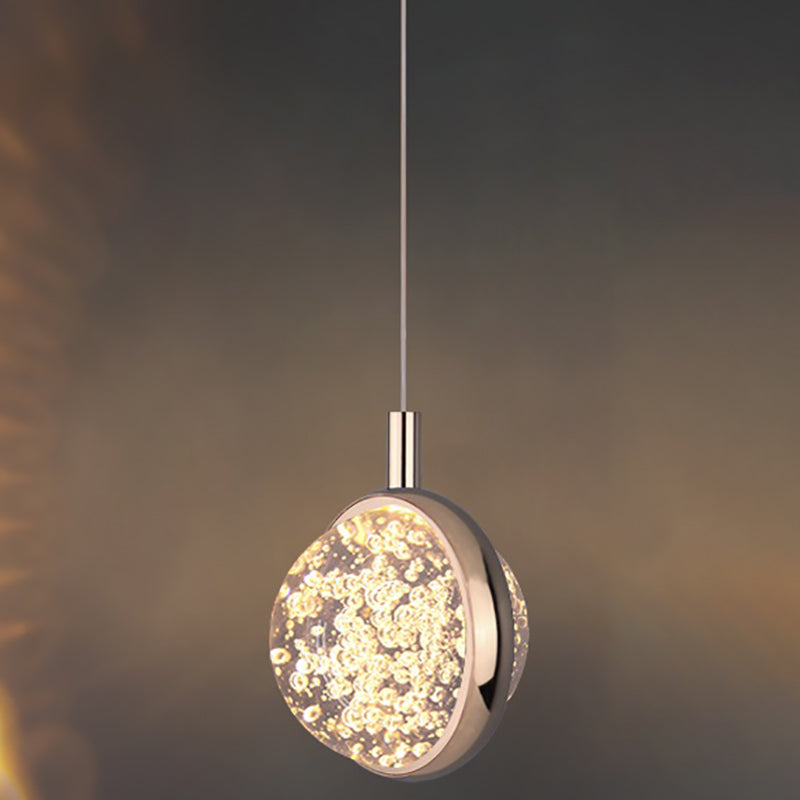 1-Light Modern Crystal Pendant Light Globe LED Hanging Pendant for Bedroom
