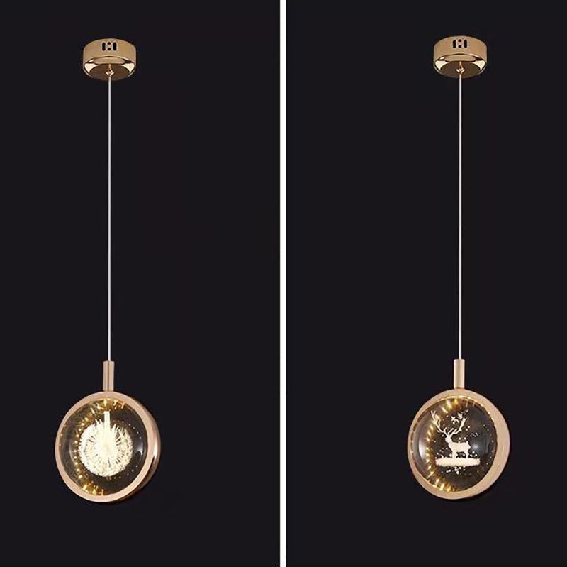 1-Light Modern Crystal Pendant Light Globe LED Hanging Pendant for Bedroom