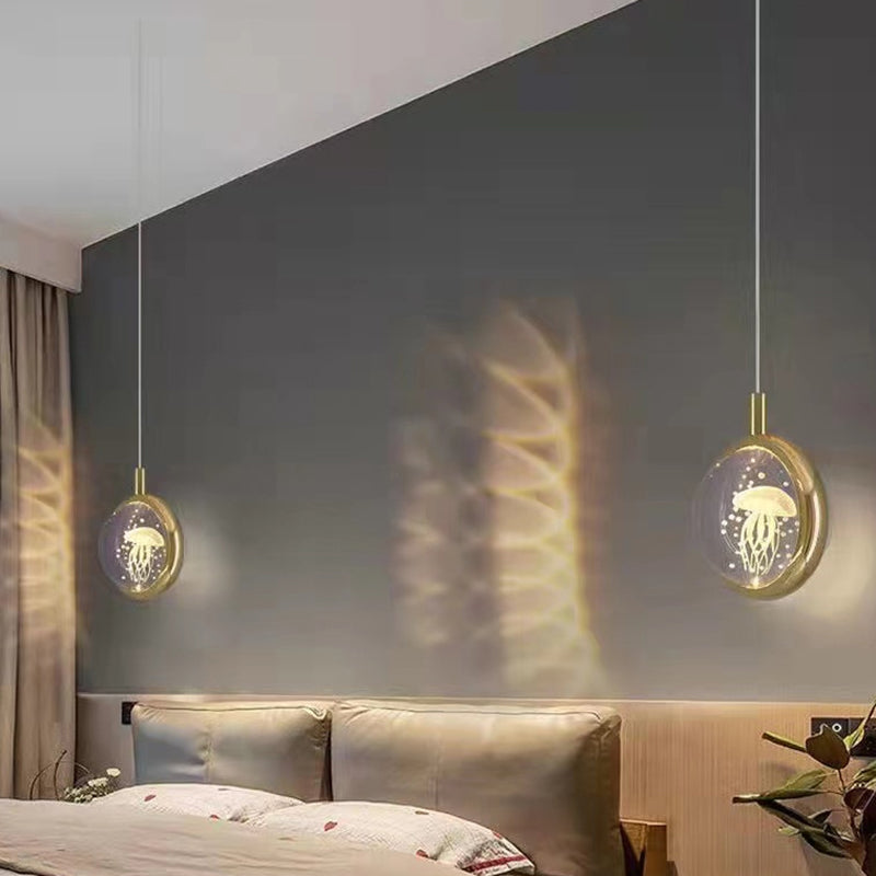 1-Light Modern Crystal Pendant Light Globe LED Hanging Pendant for Bedroom