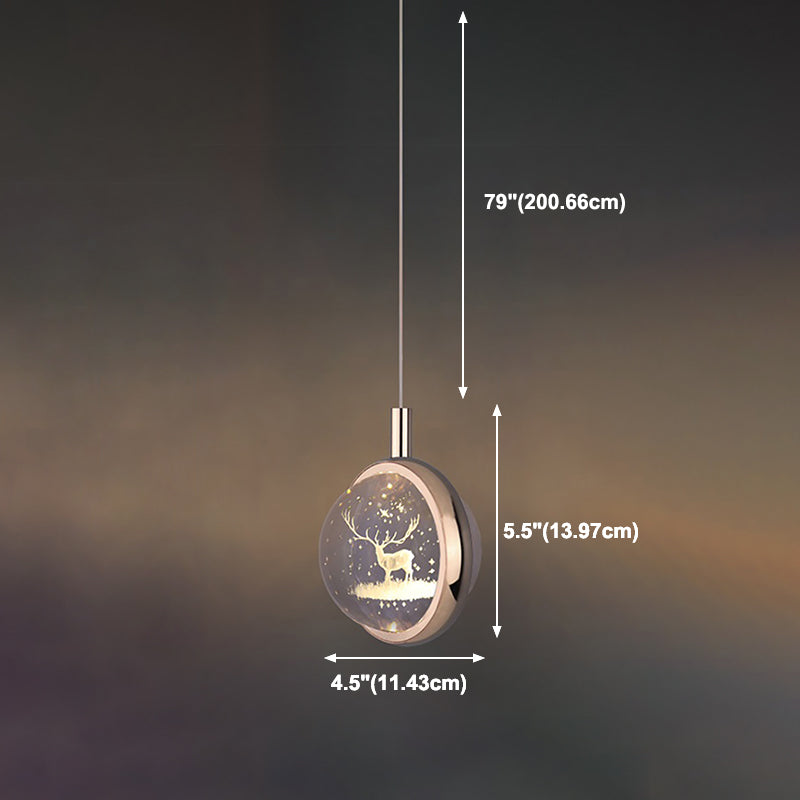 1-Light Modern Crystal Pendant Light Globe LED Hanging Pendant for Bedroom