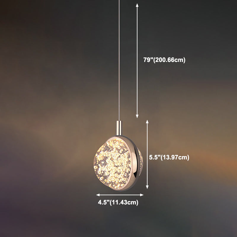 1-Light Modern Crystal Pendant Light Globe LED Hanging Pendant for Bedroom