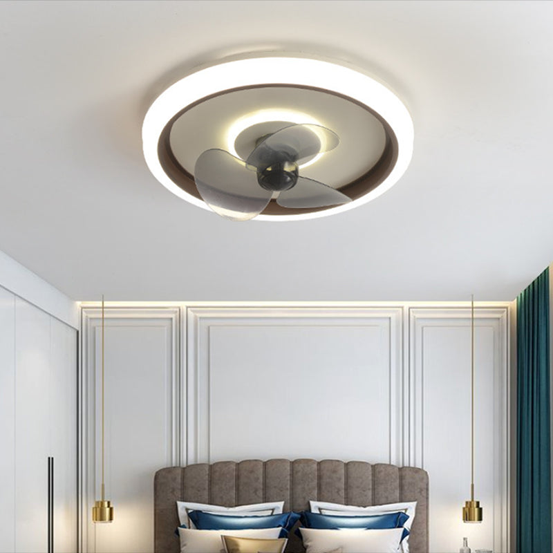 Round Shape Metal Ceiling Fan Lamp Modern Style 2 Lights Ceiling Fans